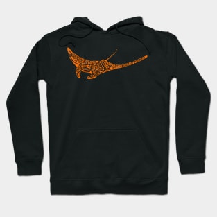 Orange manta ray tattoo style black background Hoodie